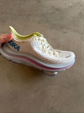 Hoka Women's Kawana Running Shoe with Lime, Pink, & Blue Accents